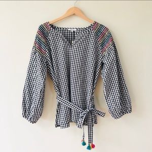 Madewell Gingham Top with Belt - XXL